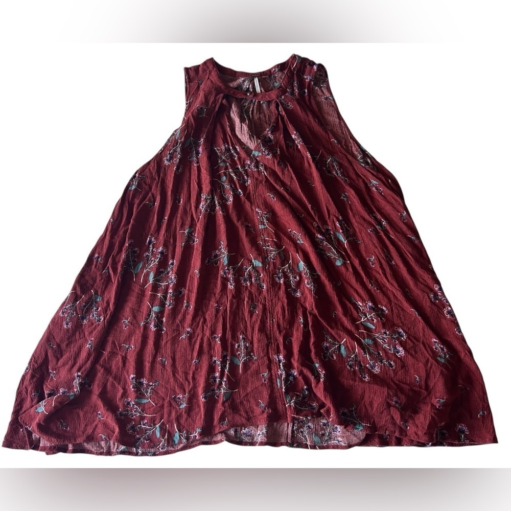 Free People Burgundy Floral Tunic